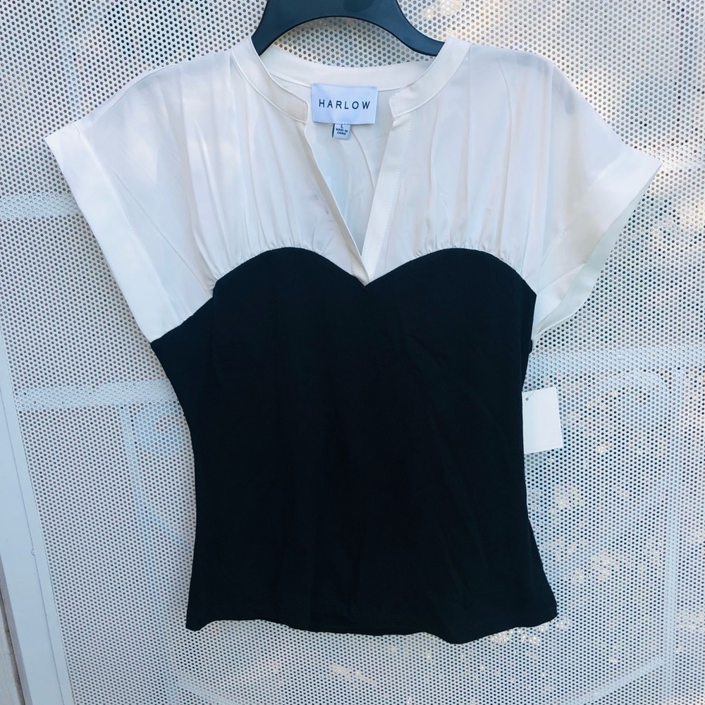 Harlow - Brand New W/Tags! Black and White Sweetheart Yoke Blouse